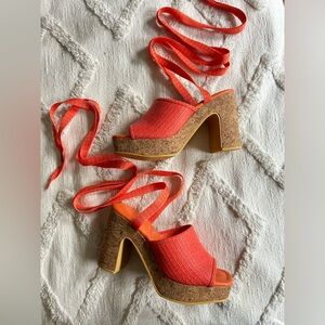 Anthropologie Matisse Coral Platform Sandals